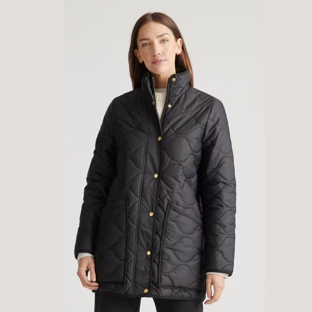 Quince Featherless Quilted Long‎ Puffer Jacket Black Size XL